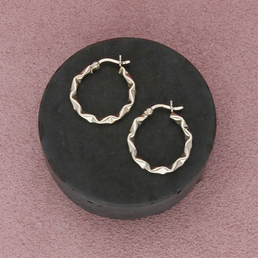 sterling silver vintage 20mm crimped hoop earrings